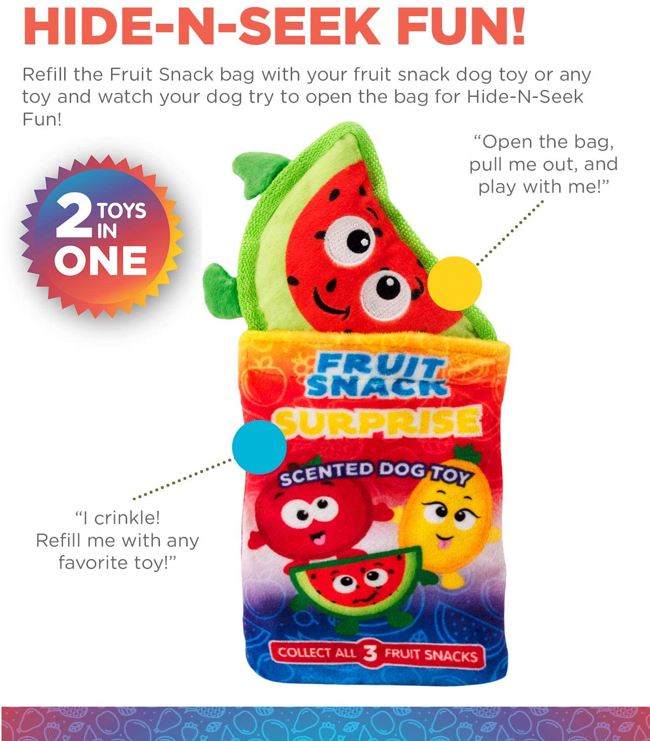 Outward Hound Surprise  Dog Toys (Hedgies or Fruit Snacks) $5 + Free Shipping w/ Prime or $25+