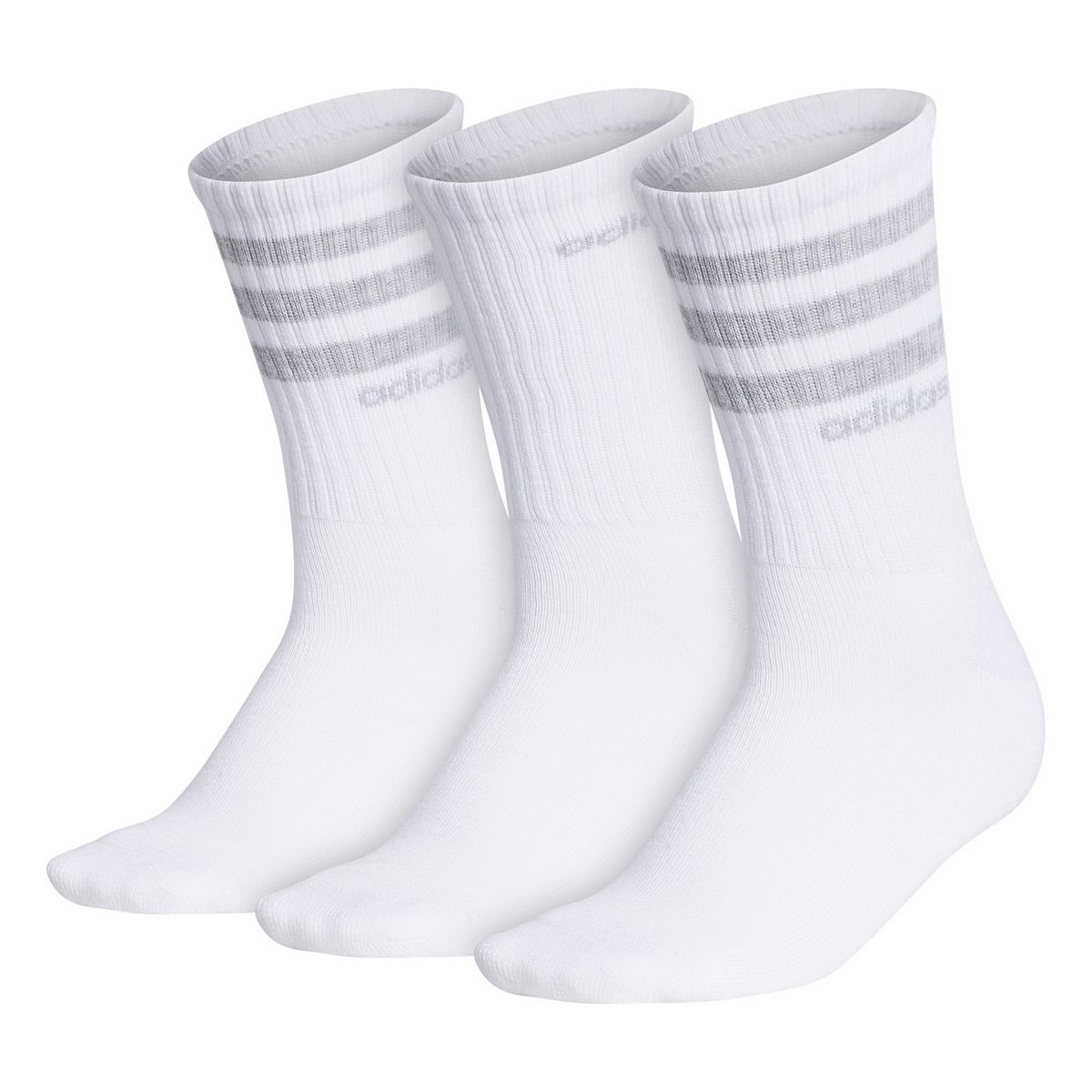 3-Pack Women's adidas 3-Stripe Crew Socks (White/Grey, Medium) $9.80 + Free Shipping w/ Prime or $25+
