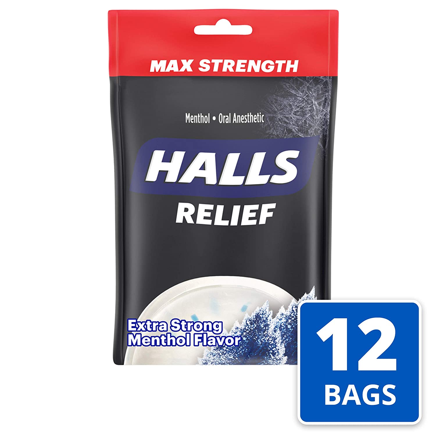 12Pack 30Count Halls Relief Max Strength (Extra Strong Menthol