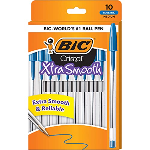 10-Pack BIC Cristal Xtra Smooth Medium Point Ballpoint Pen (Blue) $0.97 + Free Shipping w/ Prime or $25+