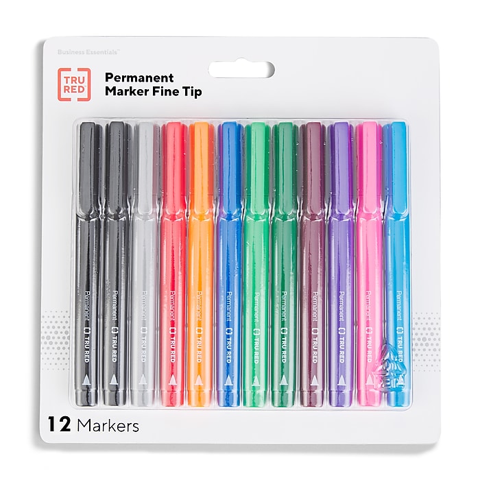 TRU RED Fine Tip Markers 4Pack Dry Erase (Black) 2, 12Pack