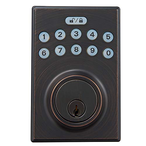 Amazon Basics Contemporary Electronic Keypad Deadbolt Door Lock, Keyed Entry (Oil Rubbed Bronze) $33 + Free Shipping