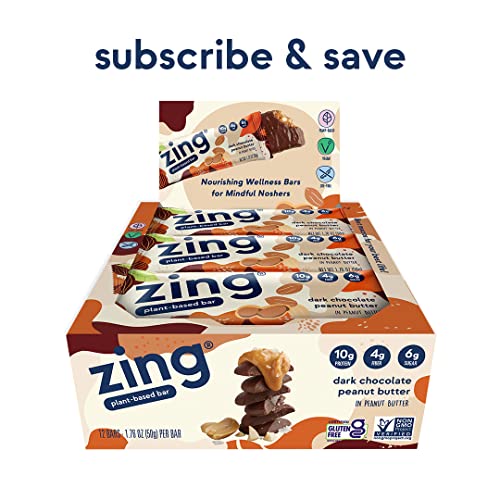 12Count 1.76Oz Zing Bars Plant Based Protein Bar (Dark Chocolate