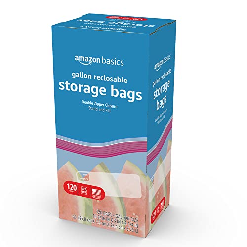 120-Count Amazon Basics Gallon Food Storage Bags (Double Zipper Closure, Stand & Fill) $8.15 w/ S&S + Free S&H w/ Prime or $25+