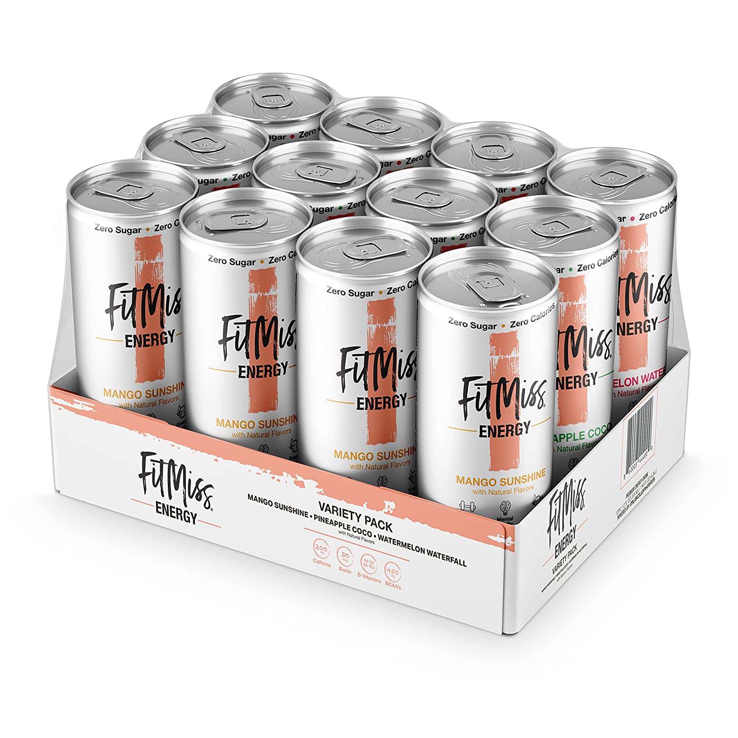 12-Pack 12-Oz MusclePharm FitMiss Energy Drink Variety Pack (Mango, Pineapple Coconut, Watermelon) $15 + Free S&H w/ Prime or $25+