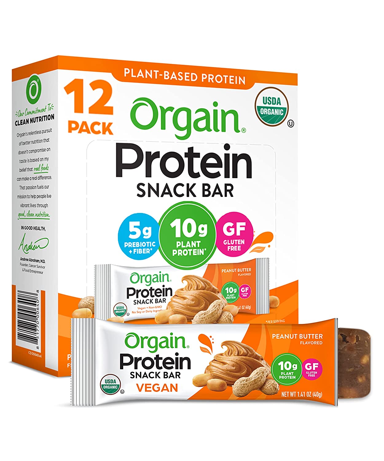 12-Count 1.41-Oz Orgain Organic Plant Based Protein Bar (Peanut Butter) $8.20 w/ S&S + Free Shipping w/ Prime or on orders over $25