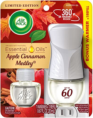 Air Wick Plug in Scented Oil Air Freshener Starter Kit (Warmer + 1 Refill), Apple Cinnamon Medley $3.40 + Free Shipping w/ Prime or on $25+