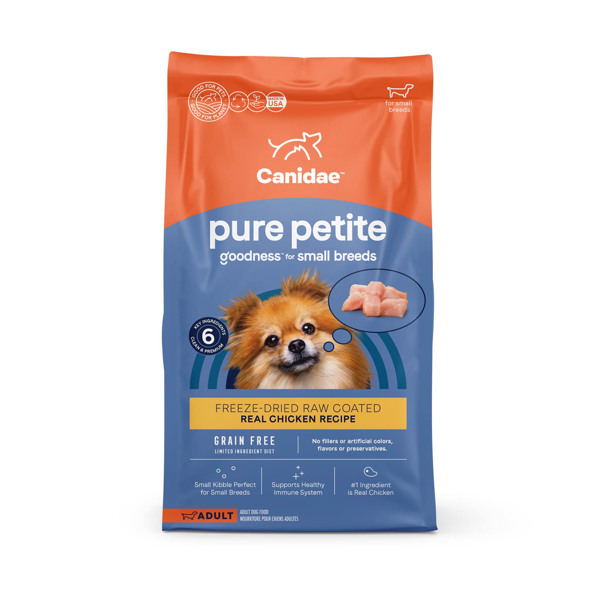 10-Lbs Canidae Pure Petite Premium Freeze-Dried Raw Coated Dog Food for Small Breeds (Real Chicken Recipe, Grain Free) $17.15 w/ S&S + Free Shipping w/ Prime or on $25+