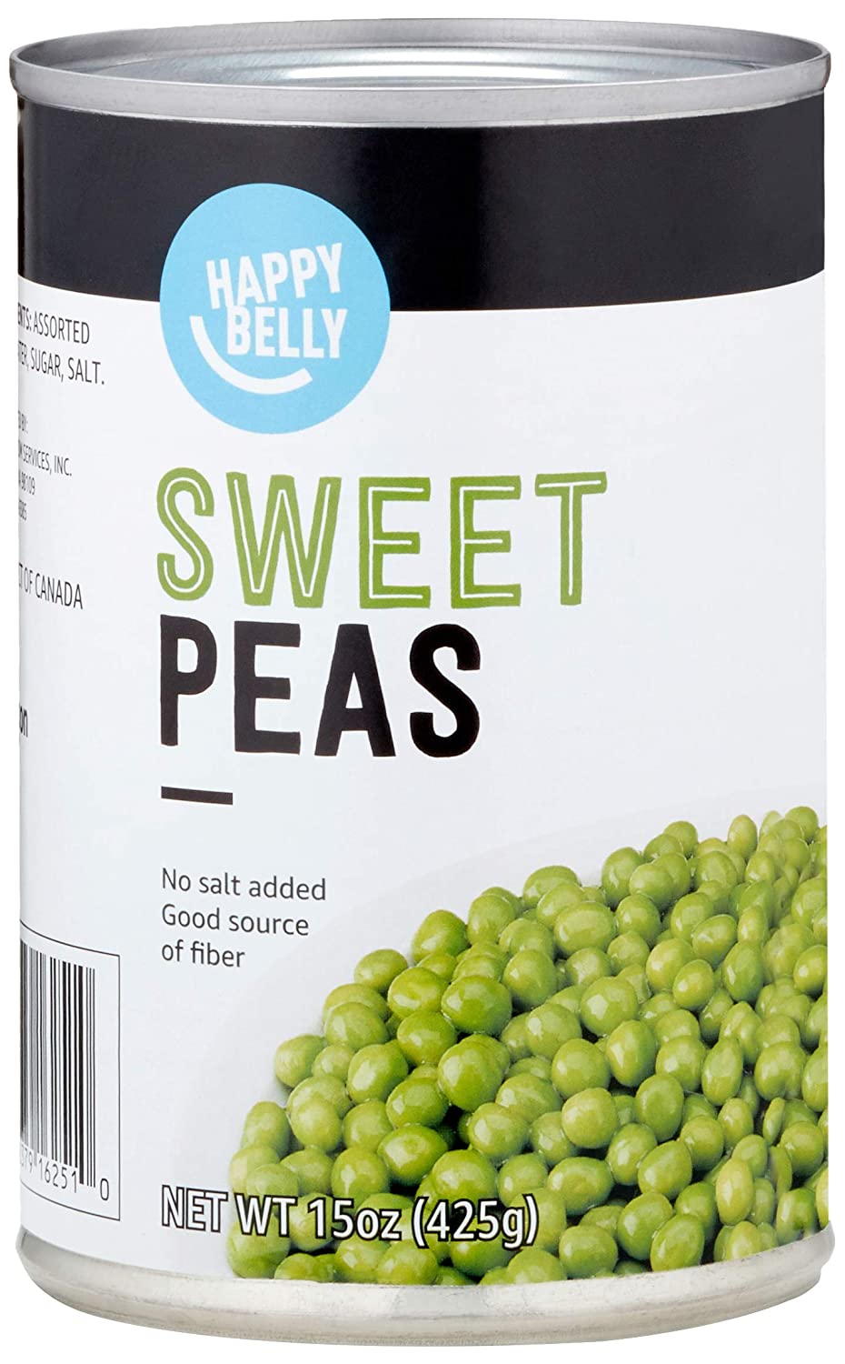 15-Oz Amazon Brand Happy Belly Sweet Peas (No Salt Added) $0.75 + Free Shipping w/ Prime or on orders $25+