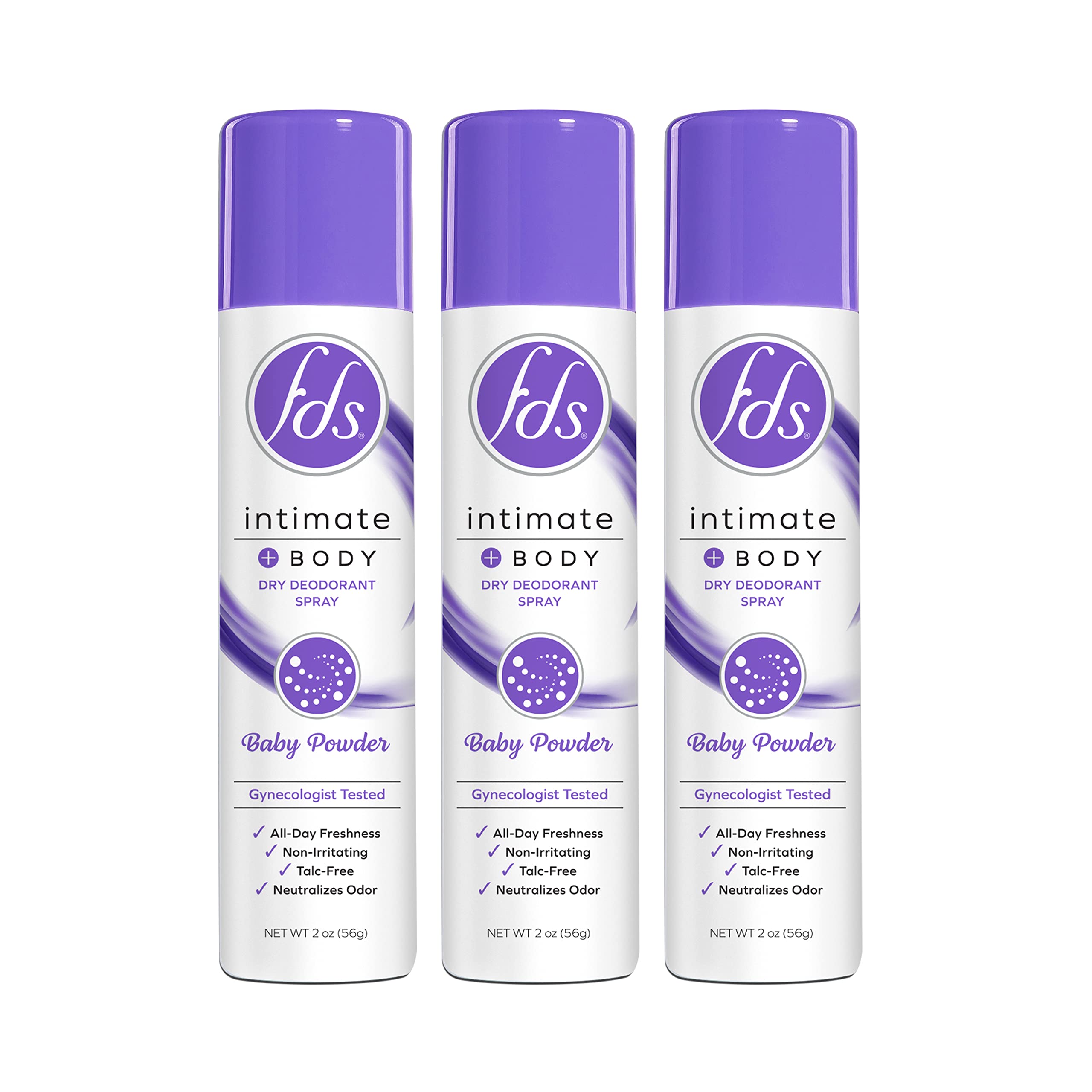 3-Pack 2-Oz FDS Intimate Deodorant Spray (Baby Powder) $4.85 w/ S&S + Free Shipping w/ Prime or $25+