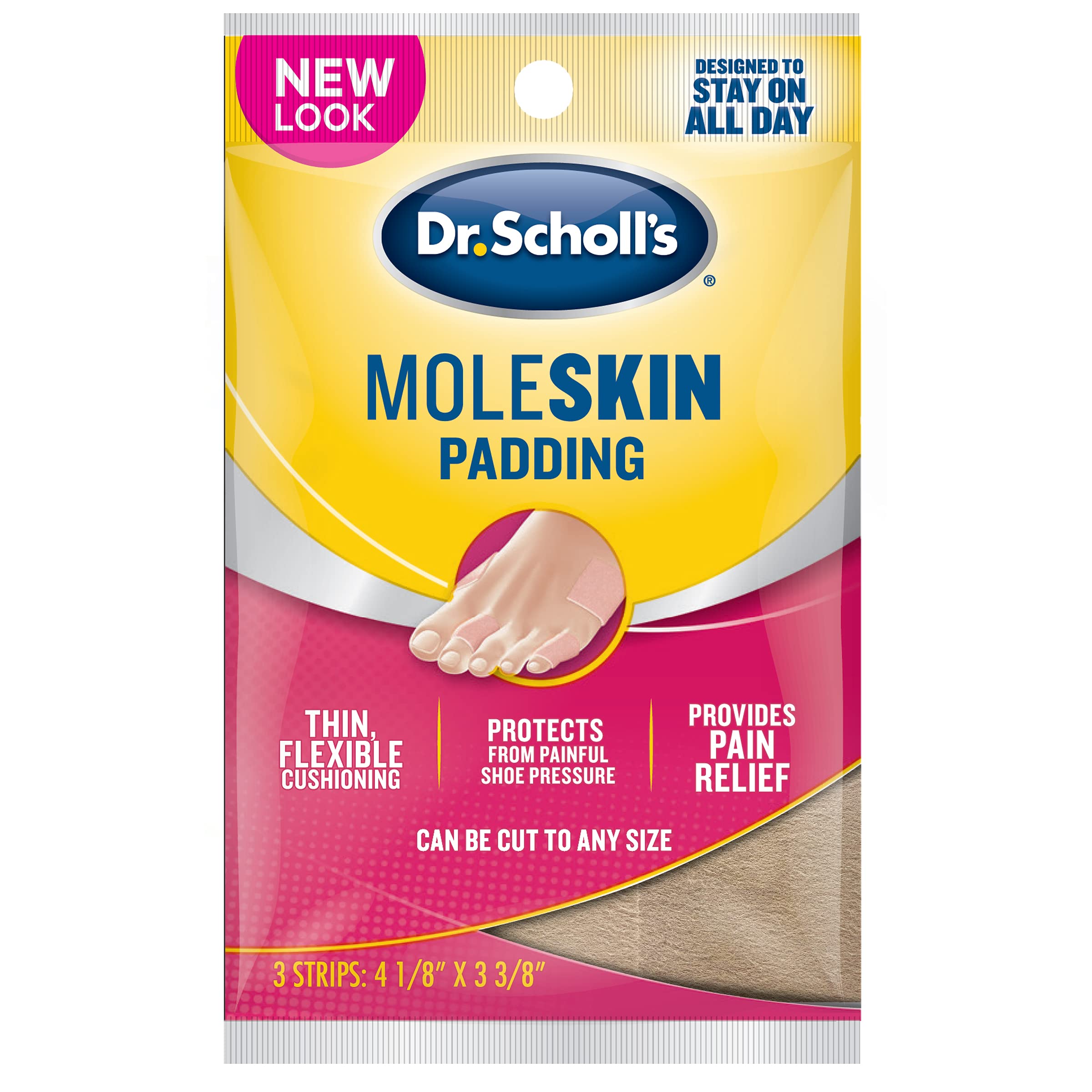 3-Strips Dr. Scholl's Moleskin Padding (Can Be Cut to Any Size) $2.90 w/ S&S + Free Shipping w/ Prime or on $25+
