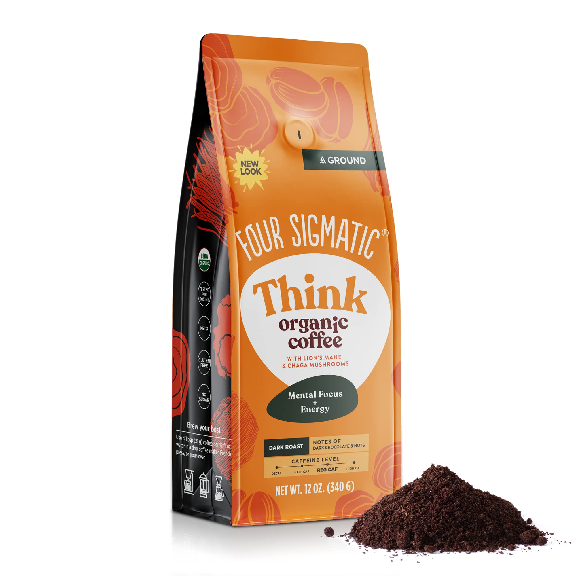 12-Oz Four Sigmatic Organic Ground Mushroom Coffee (Dark Roast, Think w/ Lion's Mane) $9.75 w/ S&S + Free S&H w/ Prime or $25+