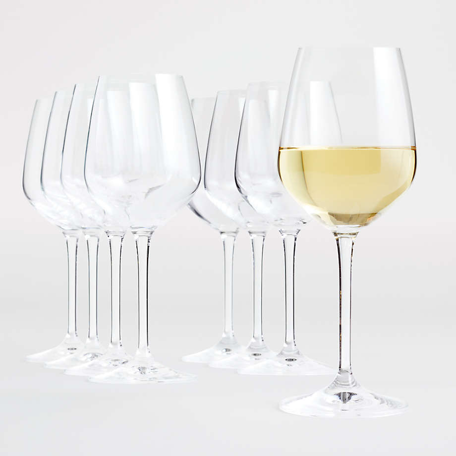 Set of 8 Crate & Barrel Nattie Wine Glasses (White or Red)