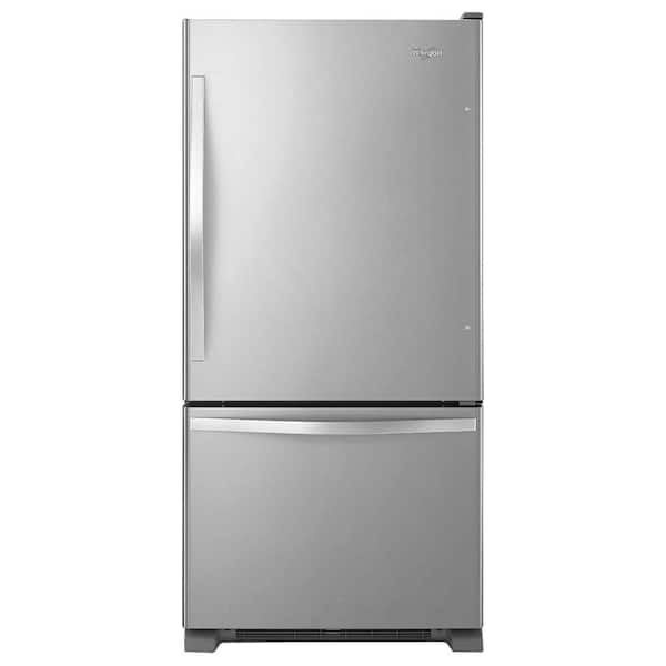 Whirlpool 22 cu. ft. Bottom Freezer Refrigerator in Stainless Steel w/ Spill Guard Glass Shelves $1198 & More  + Free Shipping