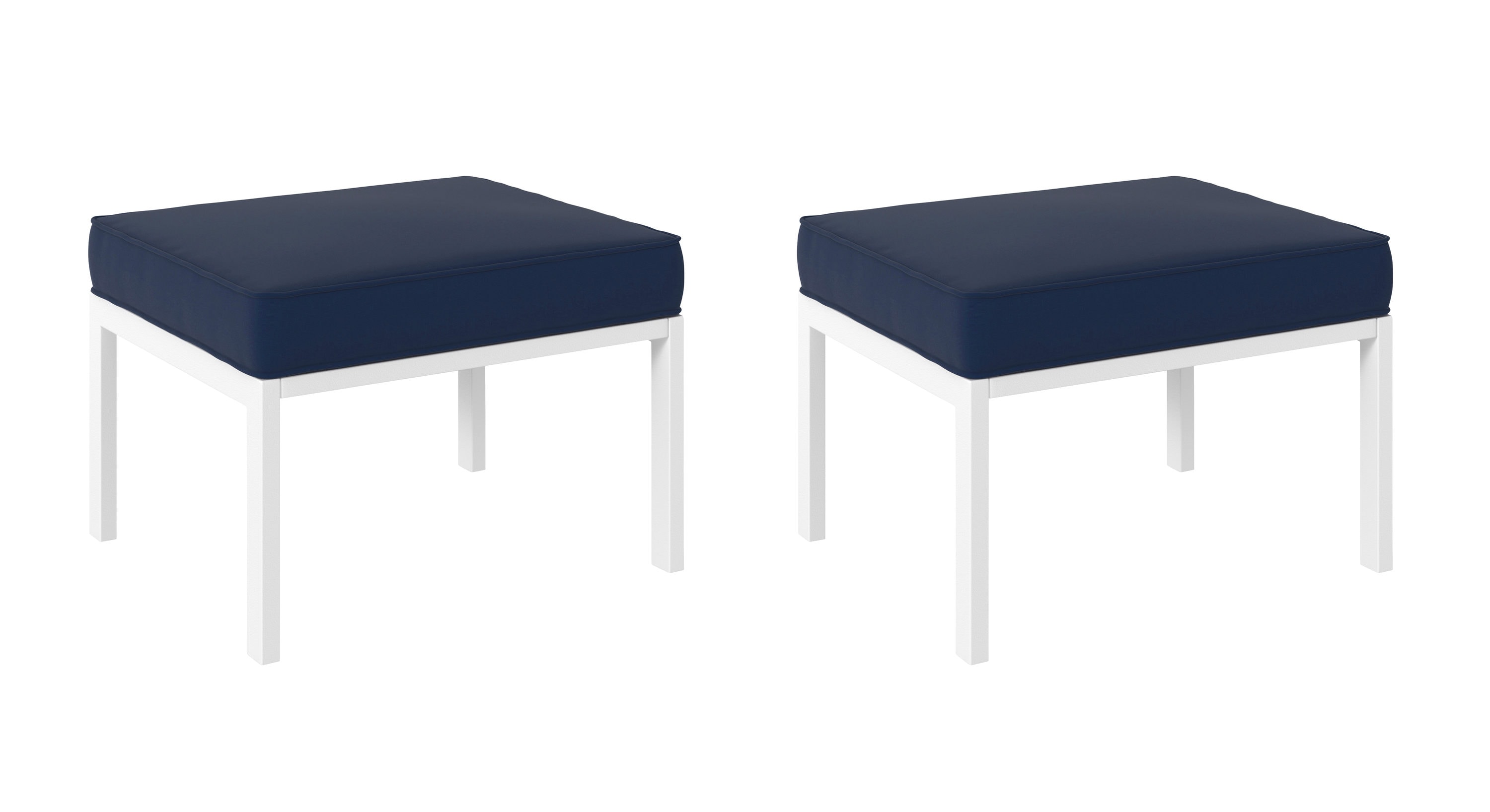 Set of 2 allen + roth Marsh Cove White Aluminum Ottomans w/ Blue Cushions $49.50 + Free Shipping