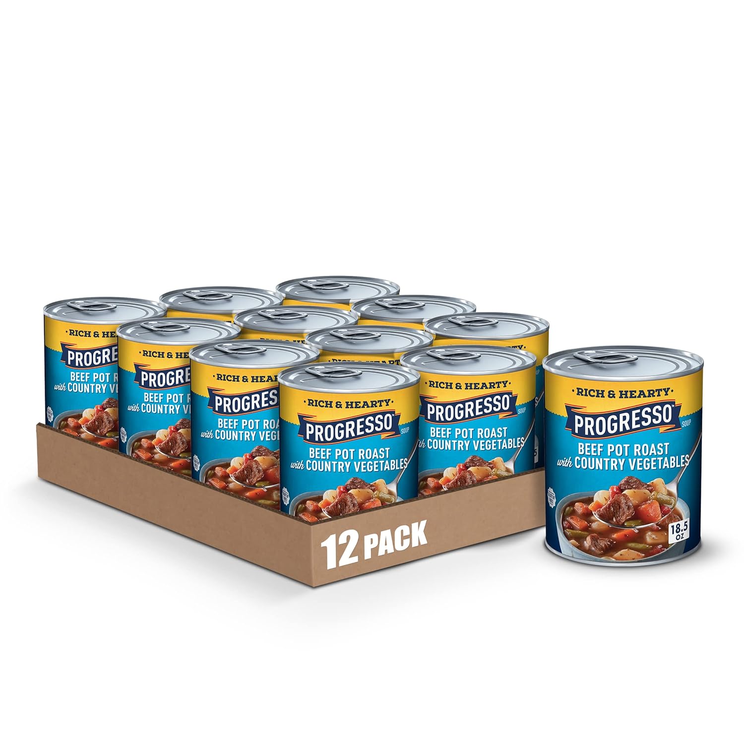 12-Pack 18.5-Oz Progresso Rich & Hearty Beef Pot Roast w/ Country Vegetables Soup $15 + Free S&H w/ Prime or $35+