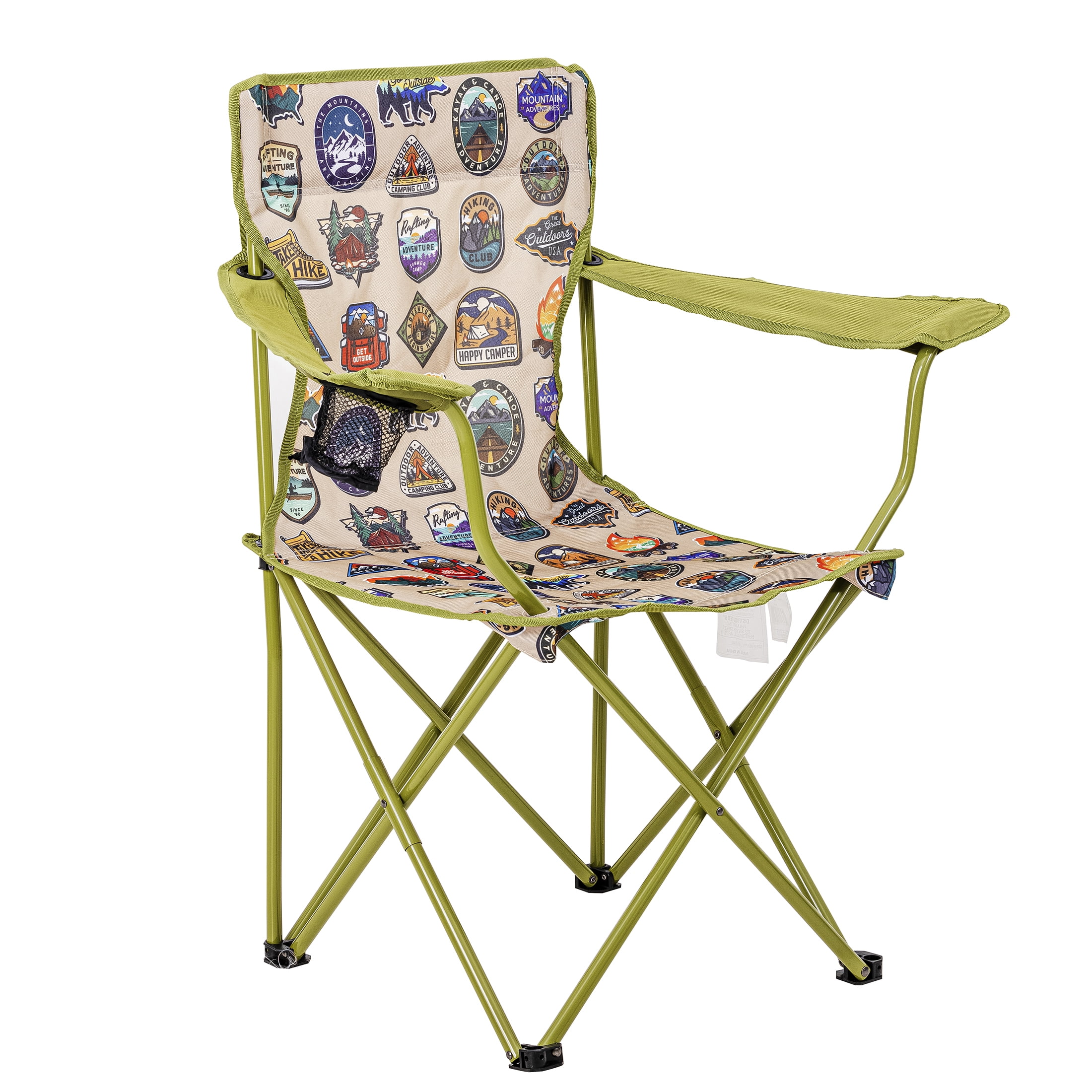 Ozark Trail Camp Chair (Green with Camping Patches, Adult) $9 + Free S&H w/ Walmart+ or $35+