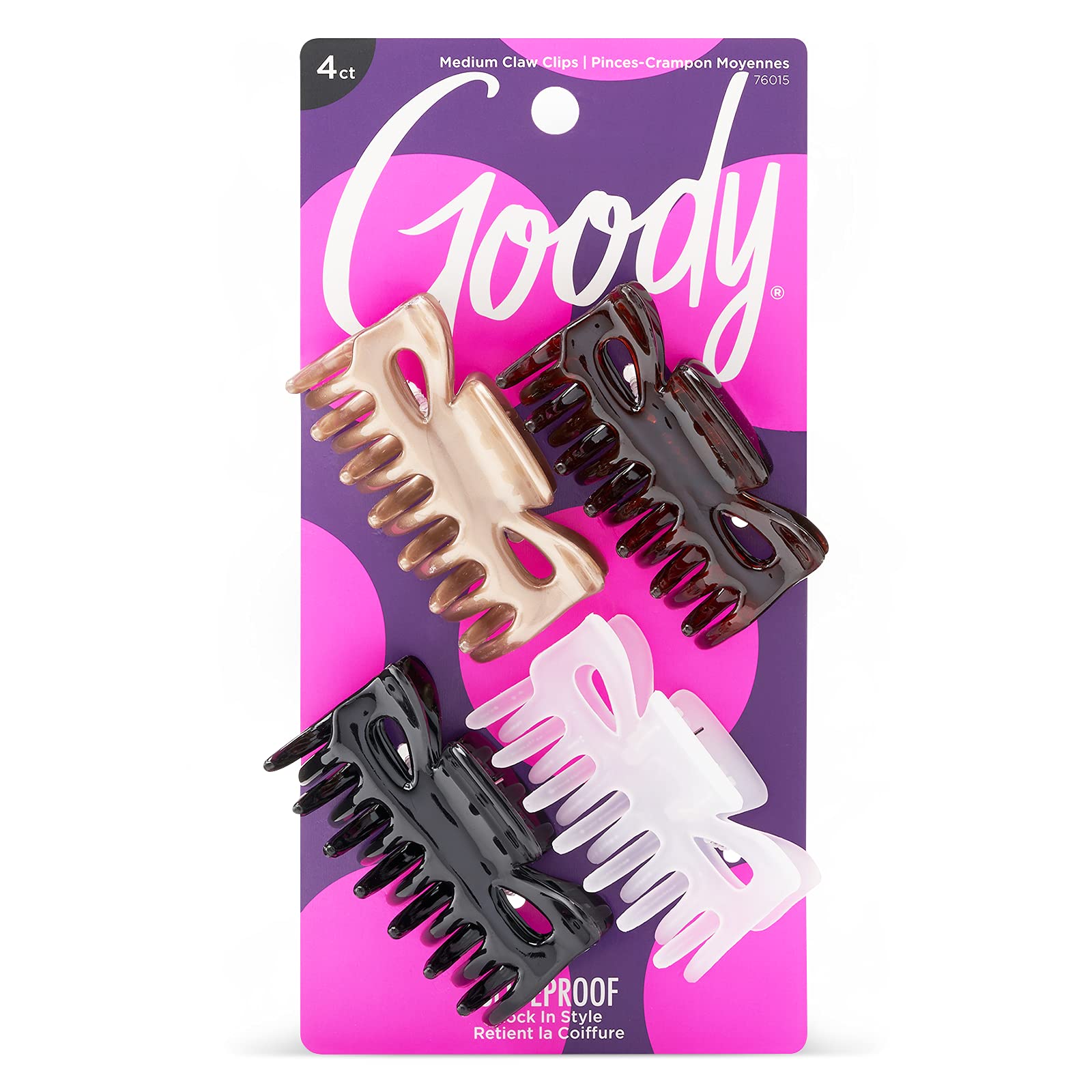 4-Pack Goody Classics Medium Claw Clips for Hair (Assorted Colors) $1.75 w/ S&S + Free Shipping w/ Prime or on $35+