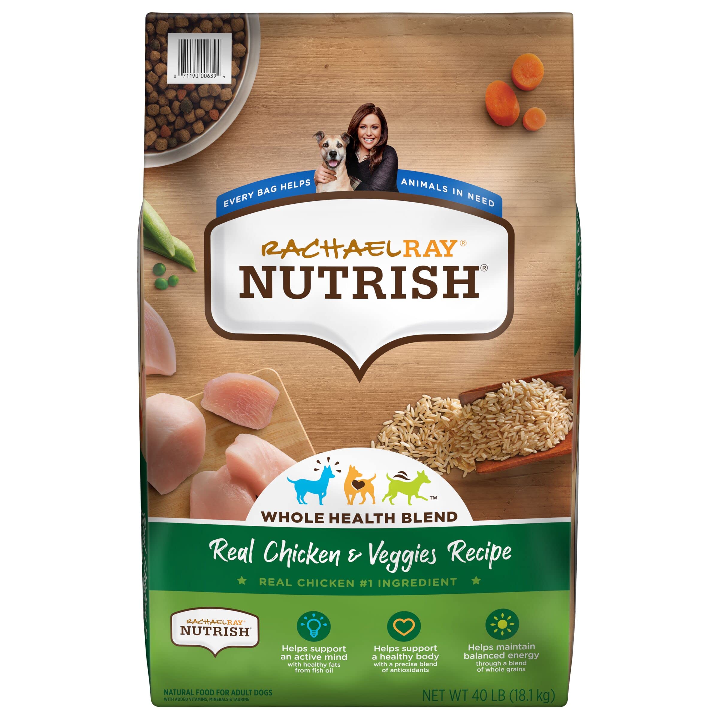 40-Lbs Rachael Ray Nutrish Premium Natural Dry Dog Food (Real Chicken & Veggies Recipe) $22.25 + Free Shipping w/ Prime or on $35+