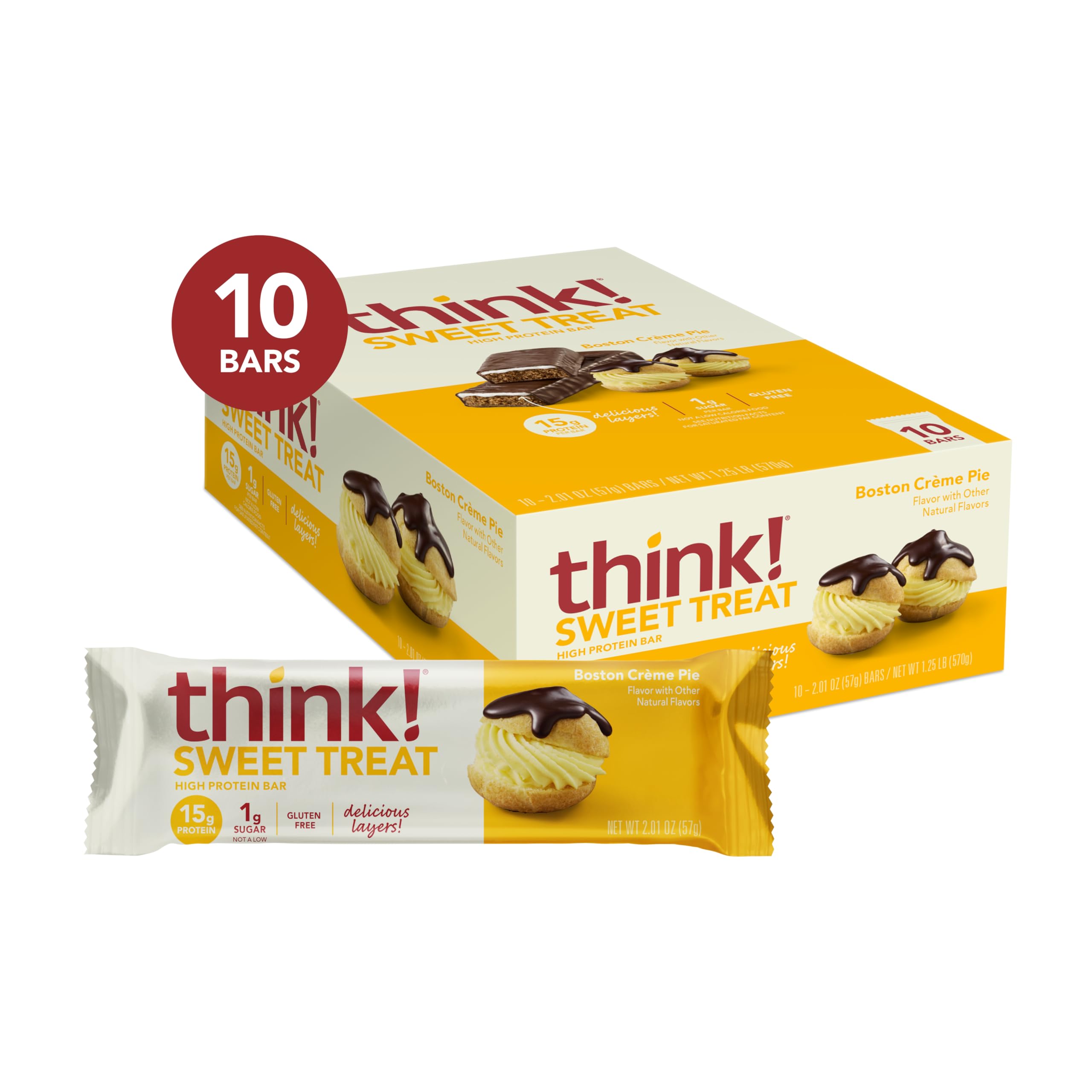 10-Count 2.01-Oz think! Protein Bars (Boston Creme Pie) $12 w/ S&S + Free Shipping w/ Prime or on $35+