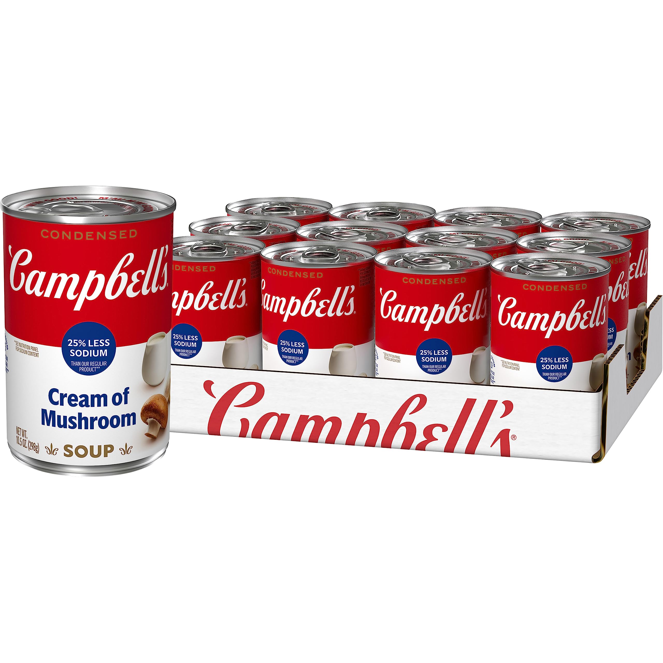 12-Pack 10.5-Oz Campbell's Condensed 25% Less Sodium Cream of Mushroom Soup $10.80 w/ S&S + Free Shipping w/ Prime or on $35+