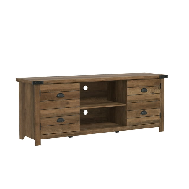 Living Essentials by Hillsdale Prestwick Gaming Ready Wood 60" TV Stand w/ 2 Doors and Shelves (Knotty Oak or Ivory) $84 + Free Shipping