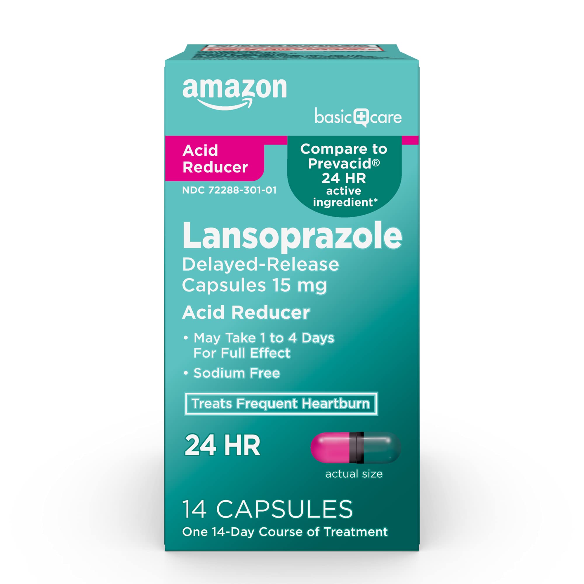 14-Count Amazon Basic Care Lansoprazole Delayed Release Heartburn Capsules (15 mg) $2.85 w/ S&S + Free Shipping w/ Prime or on $35+