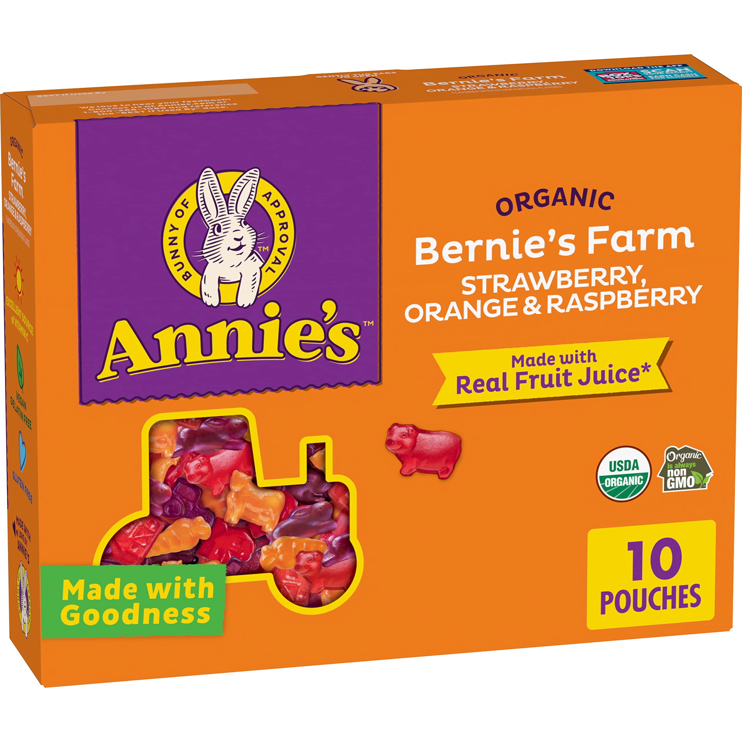 10-Pouches Annie's Organic Bernie's Farm Fruit Flavored Snacks $3.37 w/ S&S + Free Shipping w/ Prime or on $35+
