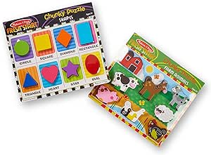 2-Pack Melissa & Doug Wooden Chunky Puzzle (8-Piece Shapes & 7-Piece Farm) $10 + Free S&H w/ Prime or $35+