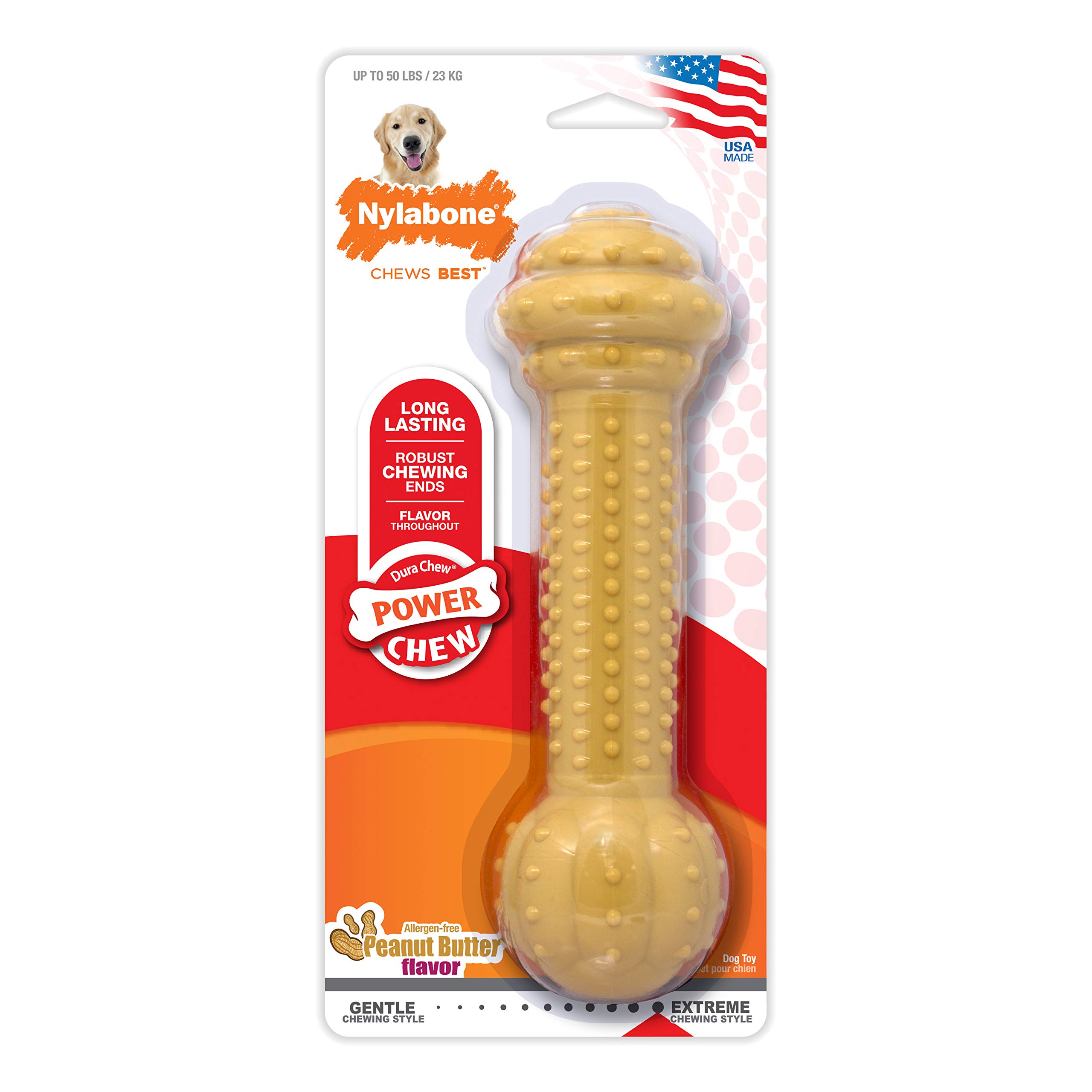 Nylabone Barbell Power Chew Peanut Butter Dog Toy (Large/Giant) $3.20 w/ S&S + Free Shipping w/ Prime or on $35+