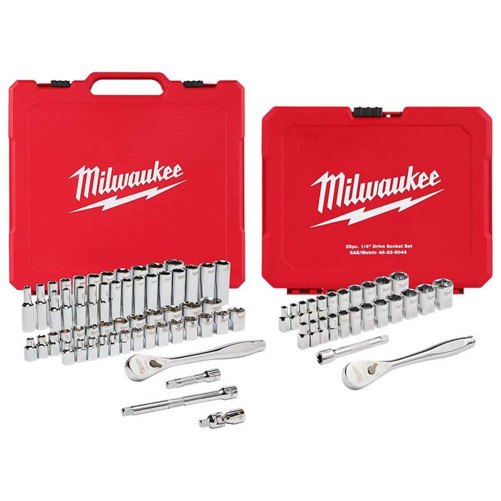 81-Piece Milwaukee 3/8" and 1/4" Drive SAE/Metric Ratchet/Socket Mechanics Tool Set $120 + Free Shipping