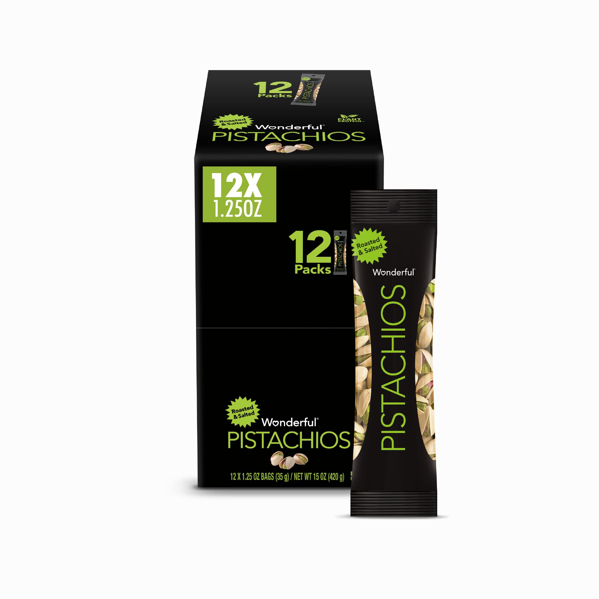 12 Pack 1 25 Oz Wonderful Pistachios In Shell Roasted And Salted 8 W 