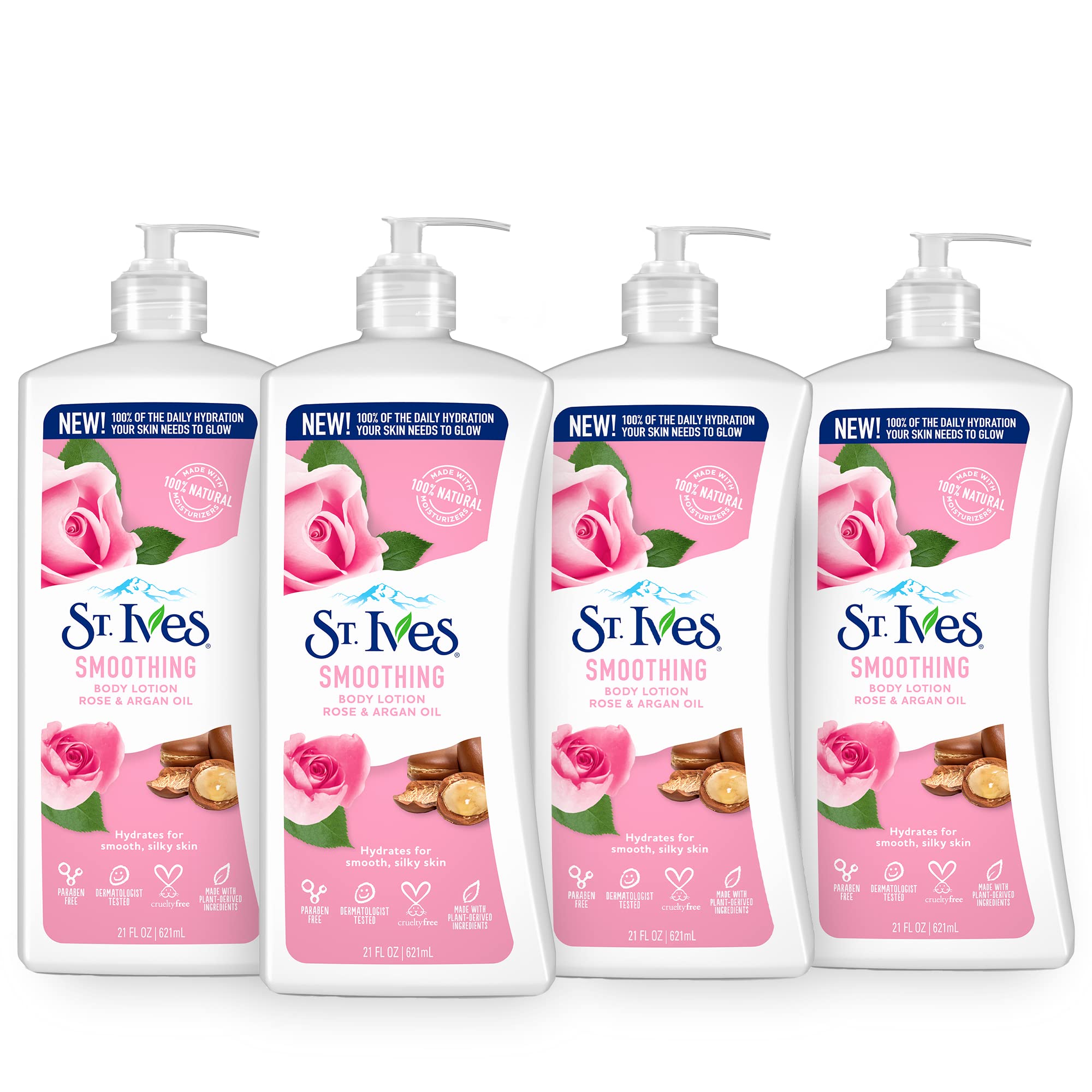 4-Pack 21-Oz St. Ives Smoothing Hand & Body Lotion (Rose & Argan Oil) $15.15 w/ S&S + Free S&H w/ Prime or $35+