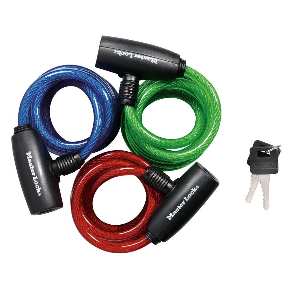 3-Pack 6' Master Lock Bike Lock Cable with Key (Assorted Colors, Keyed-Alike) $9 + Free S&H w/ Walmart+ or $35+