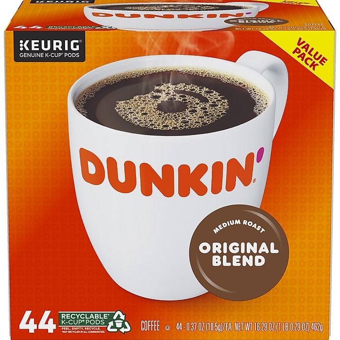 44-Count Dunkin' Donuts Original Blend Coffee, Keurig K-Cup Pods (Medium Roast) $20 or less + Free Shipping