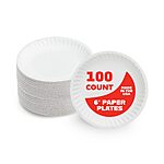 100-Count 6&quot; Hygloss Products Uncoated Paper Plates (White) $4.79 + Free Shipping w/ Prime or on $25+