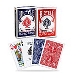4-Count Bicycle Standard Rider Back Playing Card Decks (2 Red, 2 Blue) $6.75