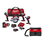 5-Tool Milwaukee M18 18V Lithium-Ion Cordless Combo Kit w/(2) Batteries, Charger &amp; Bag w/M18 2 Gal. Wet/Dry Vacuum $379 + Free Shipping