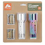 2-Pack Ozark Trail LED 300 Lumens Handheld Aluminum Flashlights w/ 6 AAA Batteries (Silver &amp; Iridescent) $6.05 &amp; More + Free S&amp;H w/ Walmart+ or $35+
