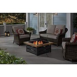 34&quot; x 15.5&quot; Hampton Bay Stoneham Square Steel Black Wood Fire Pit with Wood-Look Tile Top (Black/Brown) $149 + Free Shipping