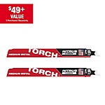 2-Pack Milwaukee 9&quot; 10 TPI TORCH Nitrus Carbide Teeth Medium Metal Cutting Reciprocating Saw Blade $19.97 + Free Shipping