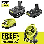 RYOBI ONE+ 18V 4 Ah, 2 Ah Battery, & Charger + 7.5" ONE+ Hybrid Fan $99 + Free Shipping