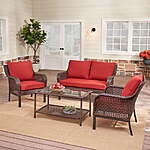 4-Piece Mainstays Tuscany Ridge Outdoor Patio Furniture Set w/ Cushions (Red) $197 + Free Shipping