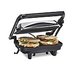 Prime Members: Hamilton Beach Panini Press Sandwich Maker &amp; Electric Indoor Grill with Locking Lid (Chrome) $22.56 + Free Shipping
