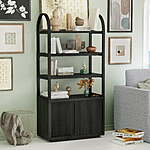 Beautiful by Drew Barrymore Fluted 3-Shelf Bookcase w/ Storage Cabinet (Rich Black or Warm Honey) $159 + Free Shipping