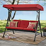 Mainstays Belden Park 3 Person Convertible Daybed Outdoor Steel Porch Swing w/ Canopy $128 + Free Shipping