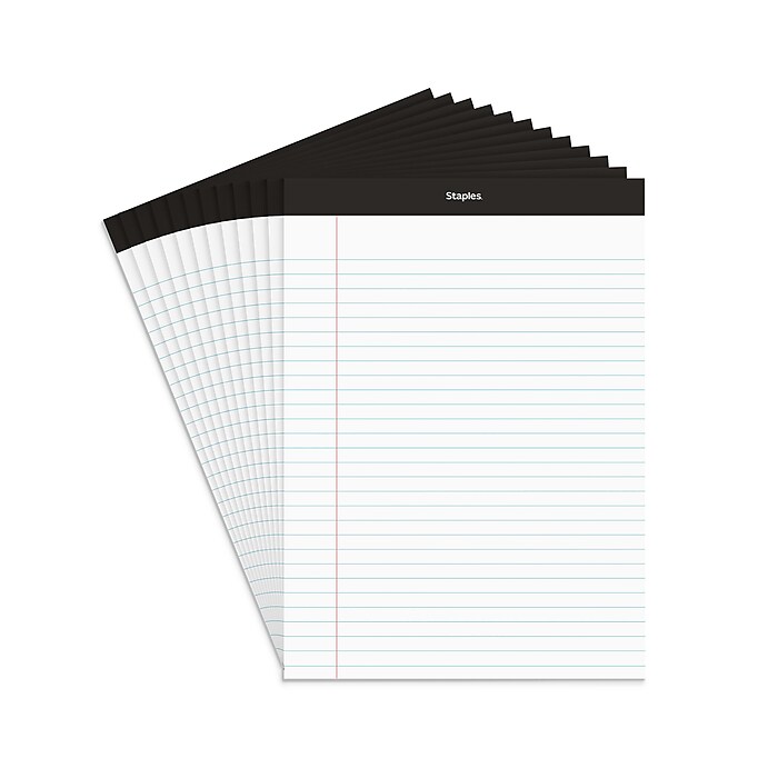 12-Pack 50-Sheet Staples Wide-Ruled White Notepads (8.5" x 11.75") $10 + Free Shipping