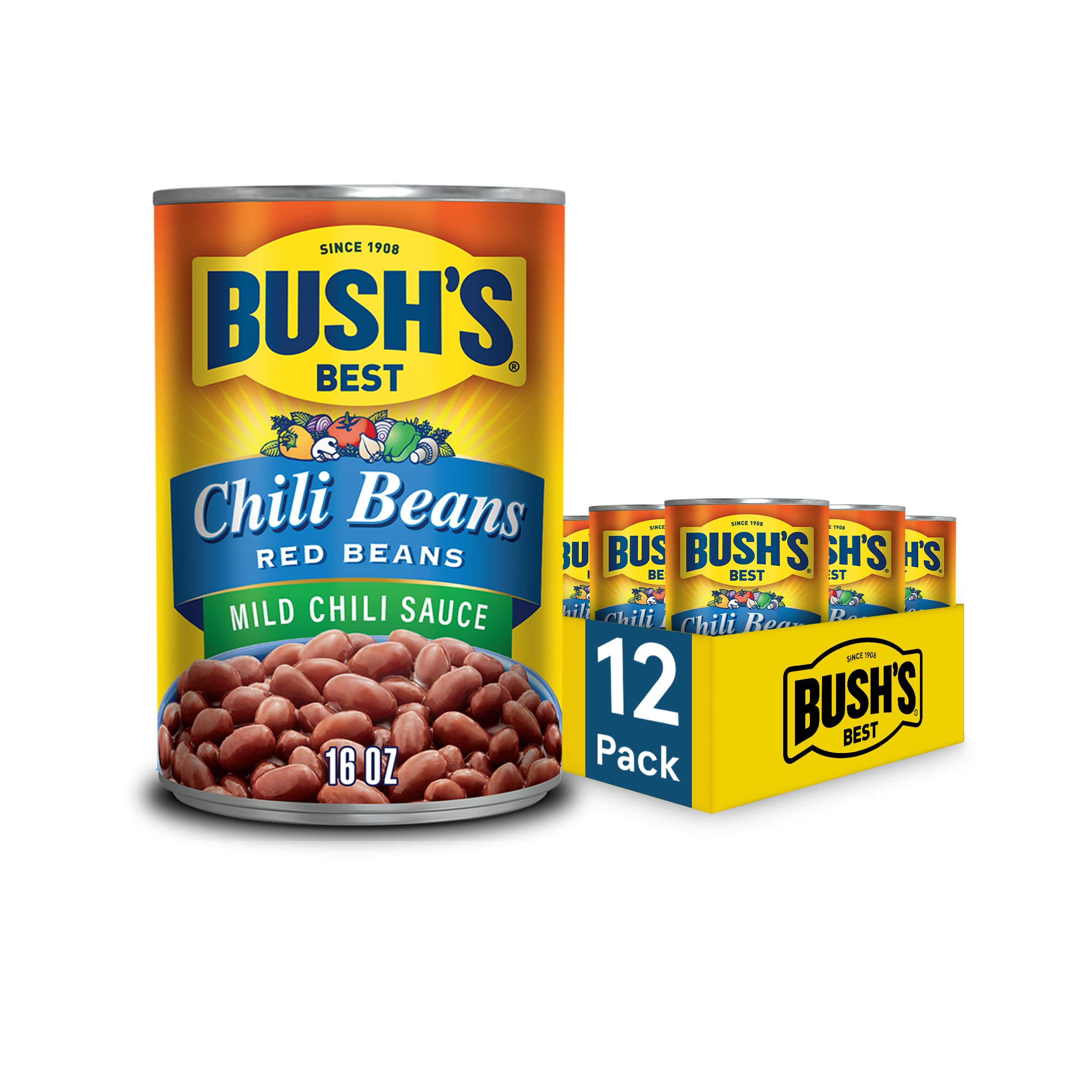 12-Count 16-Oz Bush's Best Canned Mild Red Chili Beans $15.15 w/ S&S + Free S&H w/ Prime or $35+