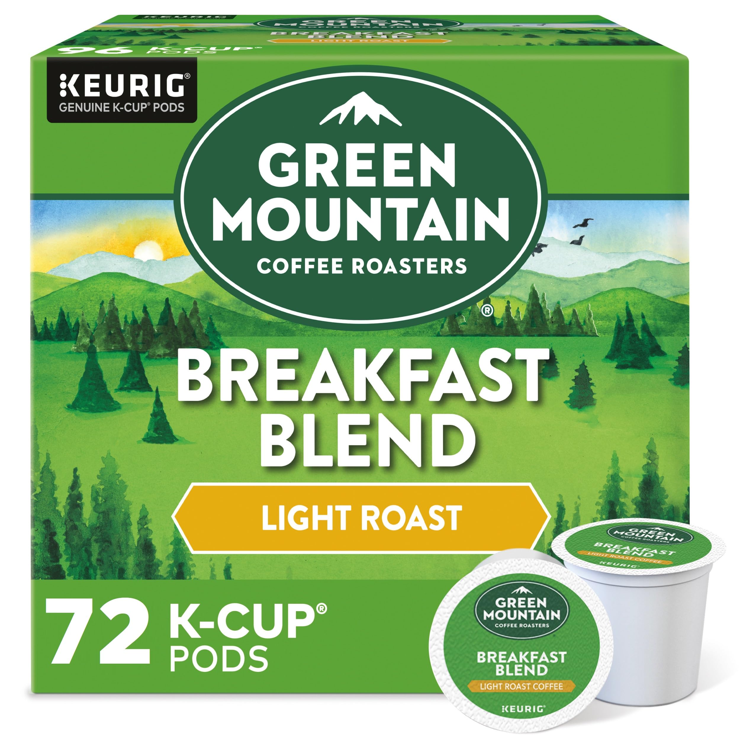 72-Count Green Mountain Coffee Roasters Single-Serve Keurig K-Cup Pods (Breakfast Blend) $23.95 w/ S&S + Free Shipping w/ Prime or on $35+