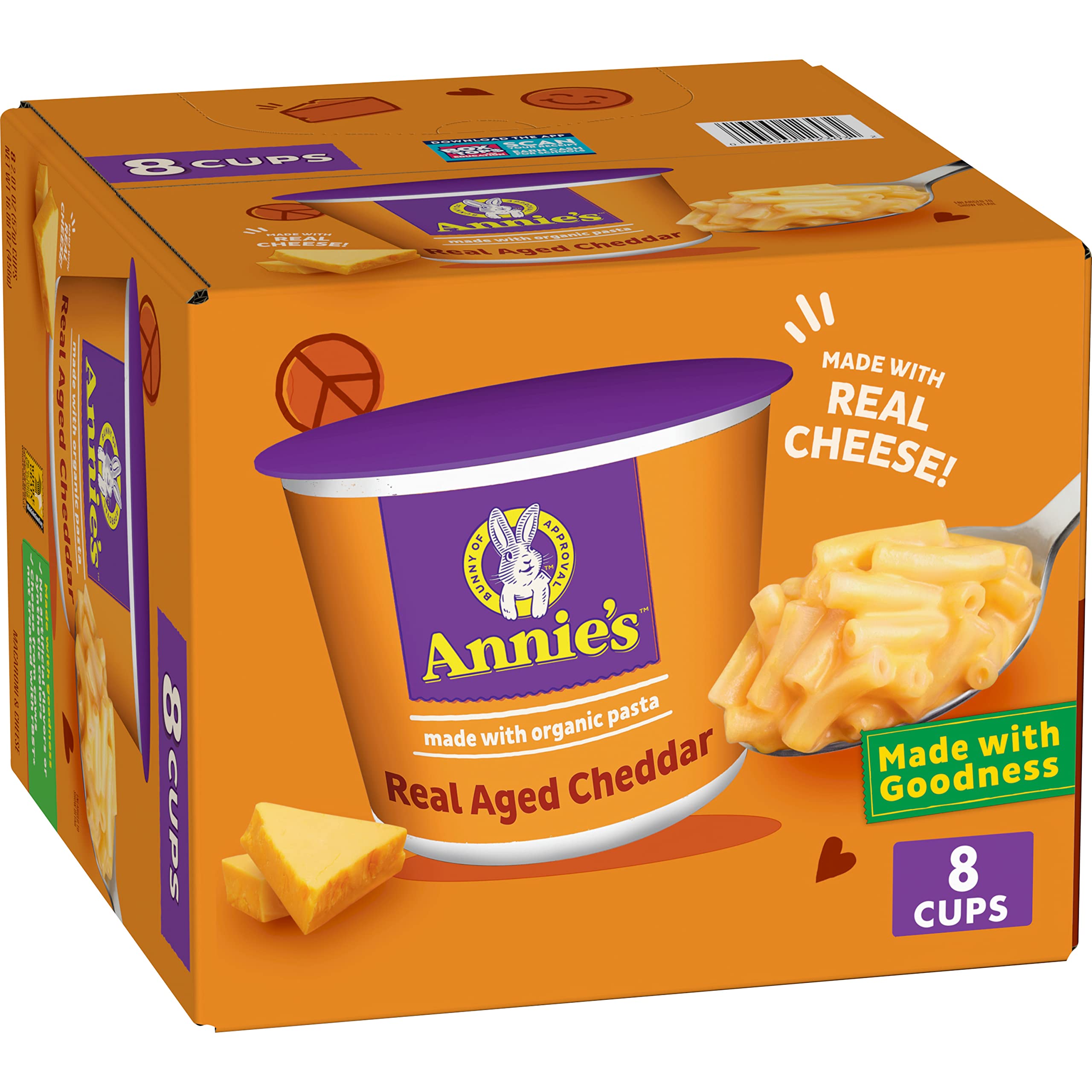 8-Count 2.01-Oz Annie's Real Aged Cheddar Microwave Mac & Cheese Cups: 4 for $22.95 w/ S&S + Free Shipping w/ Prime or on orders over $35